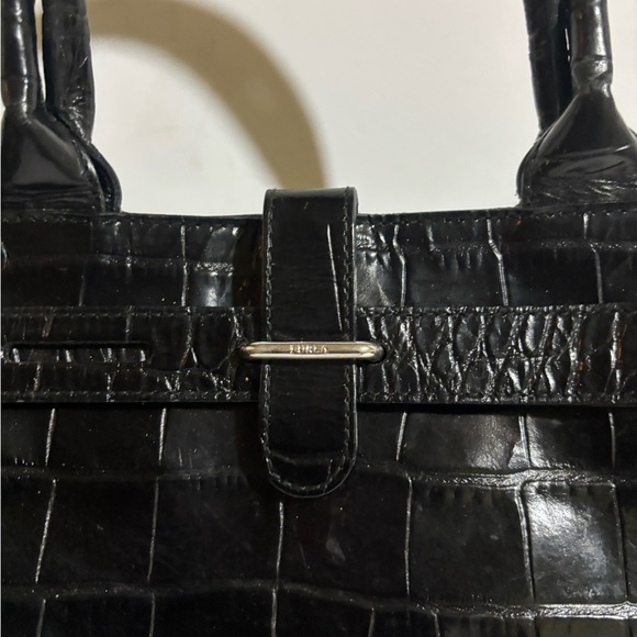 Fura Black Croc Embossed Tote Bag - Picture 4 of 8